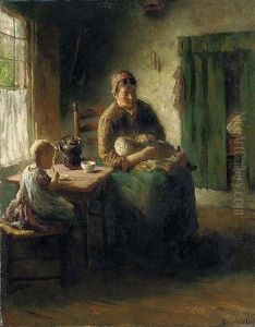 A Mother And Her Children by Bernard Johann De Hoog