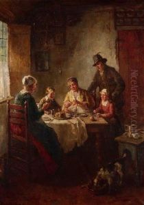 Familie Am Kaffeetisch by Bernard Johann De Hoog