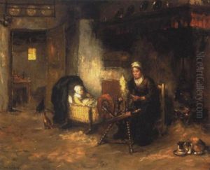 The Spinning Wheel by Bernard Johann De Hoog