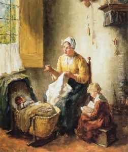 Interieur Met Moeder En Kinderen