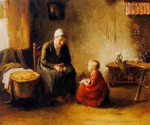 A Mother And Child In An Interior by Bernard Johann De Hoog