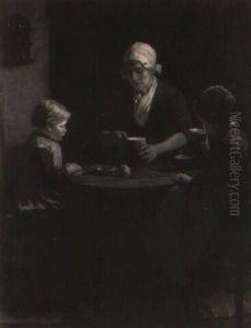 A Mother And Children At Supper