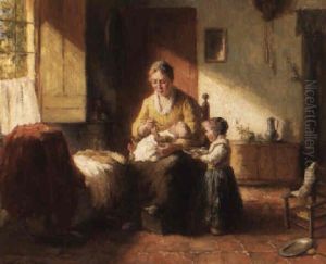 Feeding The Baby by Bernard Johann De Hoog