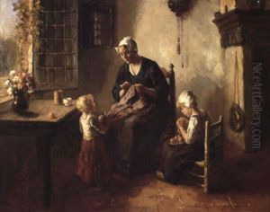 Helping Mother by Bernard Johann De Hoog