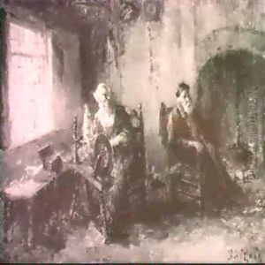 An Interior With A Spinning Woman by Bernard Johann De Hoog
