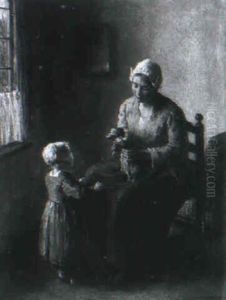 Mother And Child With A Doll by Bernard Johann De Hoog