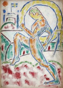 Atlet Fran Olympiska Spelen Pa Stadion I by Carl Birger Hoeoeg