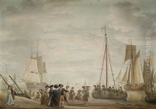 Strandbild Med Batar Och Figurstaffage - view 1