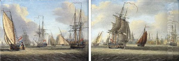 Dutch Shipping In Light Breezes Off Flushing - view 1