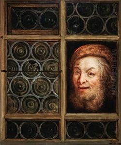 Man Looking Out A Window And Woman Looking Out A Window: Two Works by Samuel Van Hoogstraten