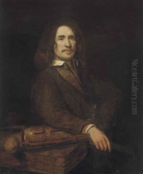 Portrait Of A Gentleman, Possibly Caspar Calthoff (d.1664), Three-quarter-length, In A Brown Coat, His Right Arm Resting On A Water Pump - view 1