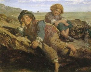 Children Climbing Rocks By The Sea by James Clarke Hook