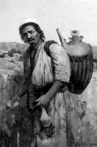 Berger Arabe S'abreuvant A La Source by Louis Van Hoorde