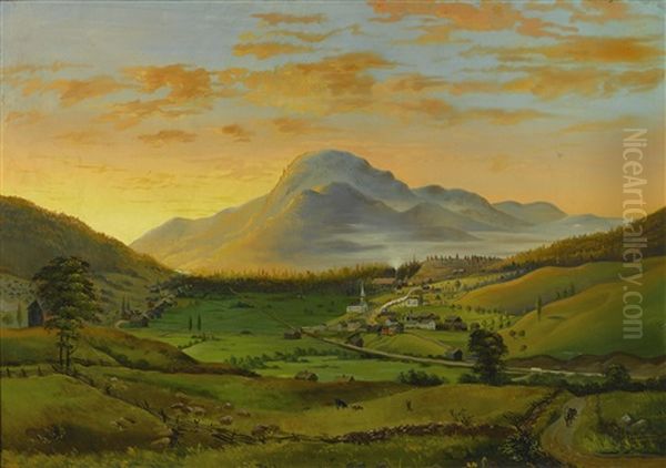 View Of West Rutland, Vermont At Sundown, With Mt. Hanley In The Distance by James Hope