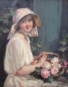 Untitled (portrait Of A Young Lady With A Basket Of Roses)