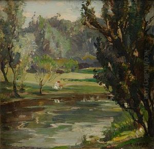 The Pond, Botantic Gardens Edinburgh (+ A Woodland Glade, Newbattle Grounds; 2 Works) by Robert Hope