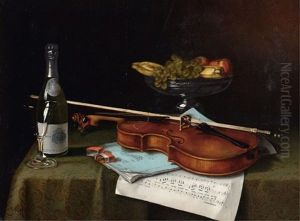 Still Life With Violin, Fruit And Champagne by Thomas H. Hope