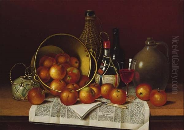 Still Life With Bottles, Apples And Newspaper - view 1