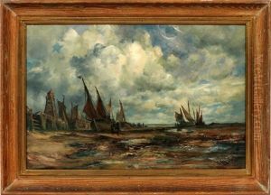 Ships At Low Tide by Robert B. Hopkin