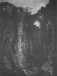 Forest Landscape With Ruins by Robert B. Hopkin
