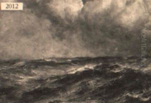Sailing Boat On Rough Waters by Robert B. Hopkin