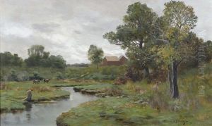 Landschaft Mit Bach Und Kuhen by Frank A. Barney