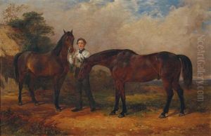 Two Horses And Their Groom by William H. Hopkins