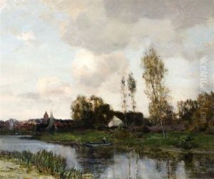 Dorp Aan De Linge by Ferdinand Bernhard Hoppe