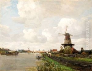 Jaagpad Langs Poldervaart, Een Hollandse Stad Aan De Horizon