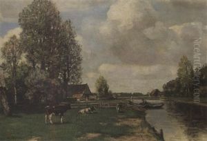 Landscape With Cows by Ferdinand Bernhard Hoppe
