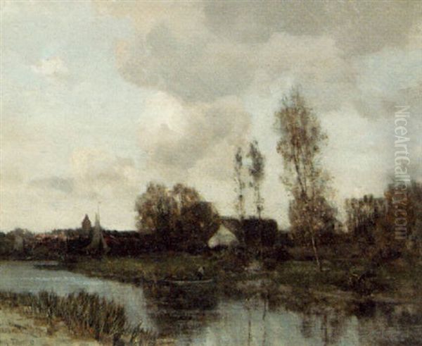 Landscape With A River And A Town In The Background - view 1