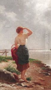 Bildnis Einer Jungen Frau An Der Ostseekuste by Ferdinand Theodor Hoppe