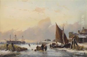 A Winter Day On The Dutch Coast by Johannes Franciscus Hoppenbrouwers