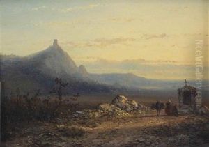 Pilgrims Near A Little Chapel