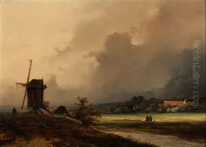 Landscape With Windmill by Johannes Franciscus Hoppenbrouwers