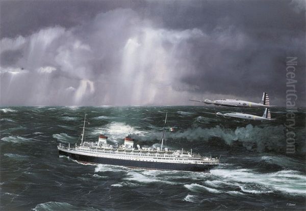 The Italian Liner Rex Under The Surveillance Of Two B-17's - view 1