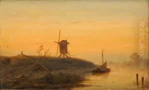 Moulin Au Crepuscule by Johannes Franciscus Hoppenbrouwers