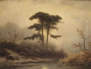 An Oil Sketch Of Trees Near A Stream At Dusk An Oil Sketch Of Trees Near A Stream At Dusk