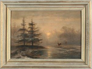 Dutch Winter Landscape by Johannes Franciscus Hoppenbrouwers