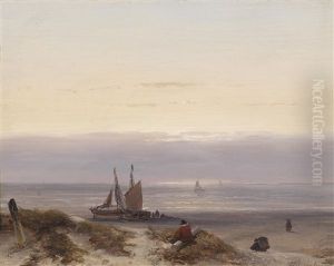 Meereslandschaft Mit Segelbooten Und Figurlicher Staffage