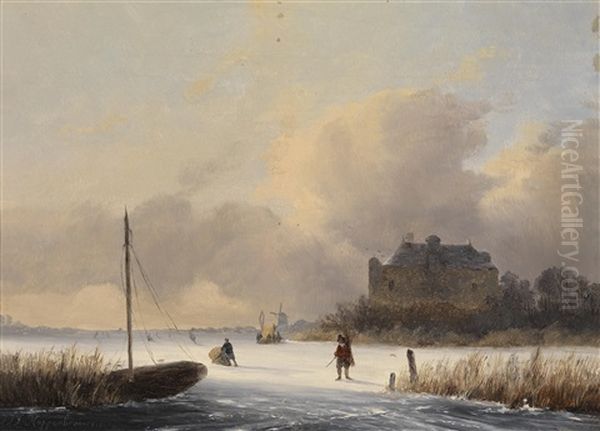 Eislaufer In Einer Hollandischen Winterlandschaft - view 1