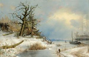 Winter River Landscape Winter River Landscape