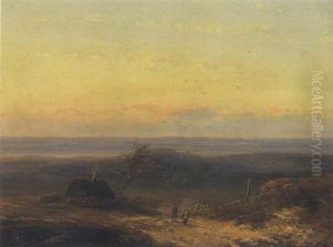 Schafer Mit Herde In Weiter Landschaft