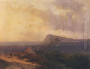 Hirte Mit Seiner Herde Auf Dem Heimweg by Johannes Franciscus Hoppenbrouwers