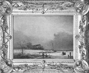 Winter Landscape With Ice Fishermen by Johannes Franciscus Hoppenbrouwers