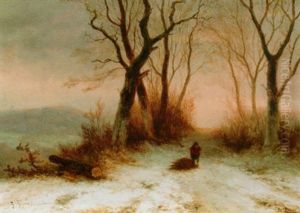 A Woodgatherer In A Winter Landscape