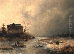 Paysage Hivernal En Hollande by Johannes Franciscus Hoppenbrouwers