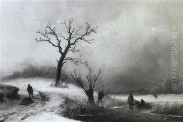 Winterlandschaft Mit Eislaufern - view 1