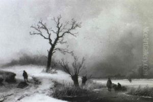 Winterlandschaft Mit Eislaufern