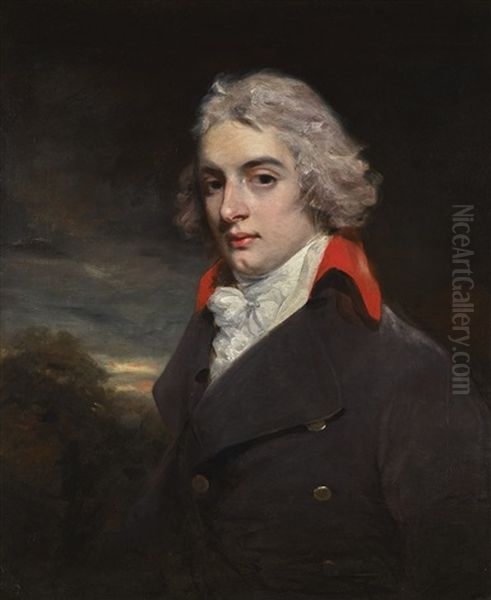 Portrait Of Sir John Osborn, Bt (1772-1848), Of Chicksands Priory, Bedfordshire, Half-length, Wearing A Blue Coat With A Red Lined Collar And White Neck Cloth - view 1